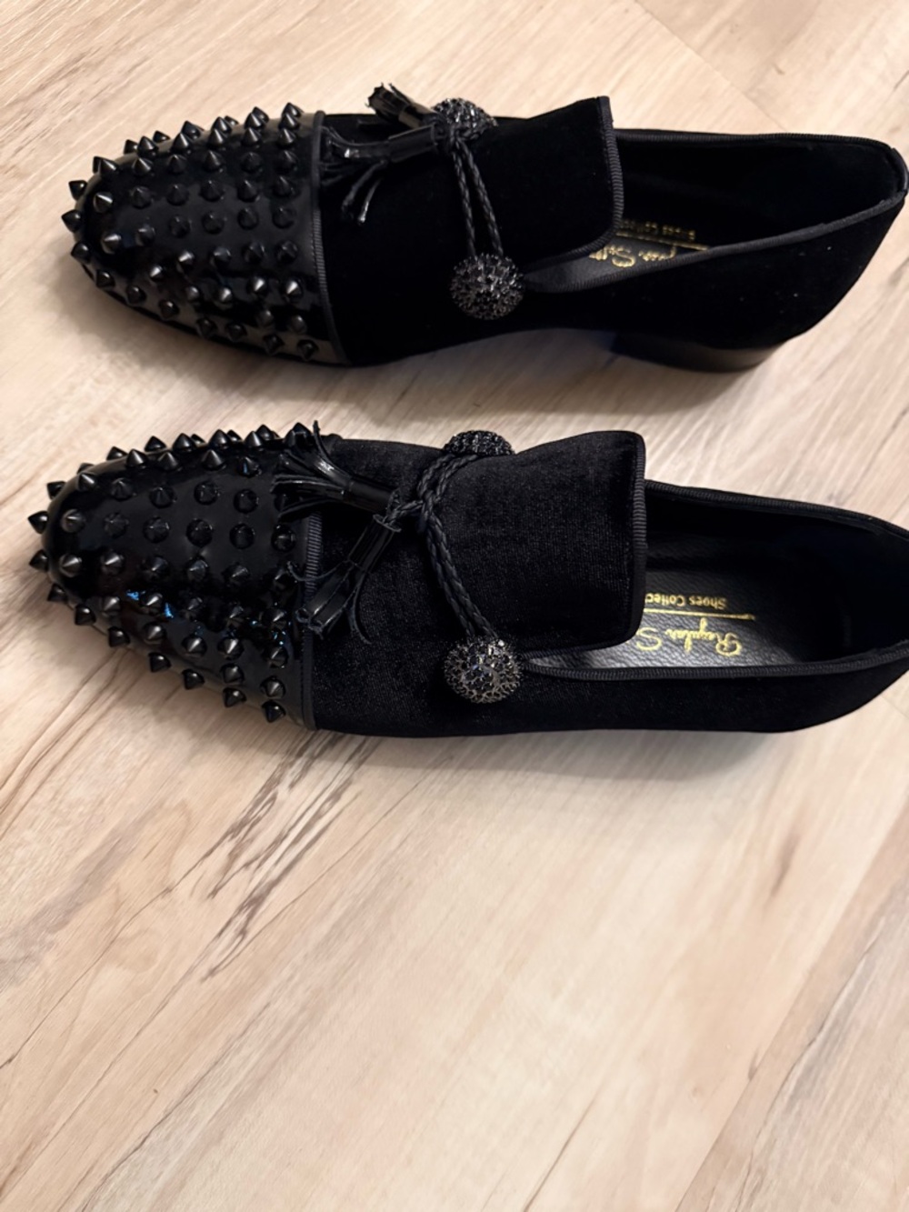 Men’s Black Stylish Studded Velvet blend Loafers